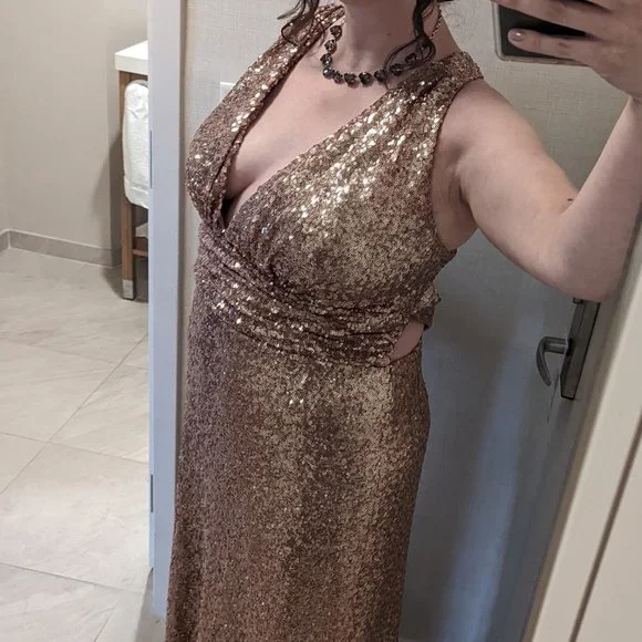revelry rose gold sequin dress Camilla Geo Sequin Dress | Made To Order Rose Gold